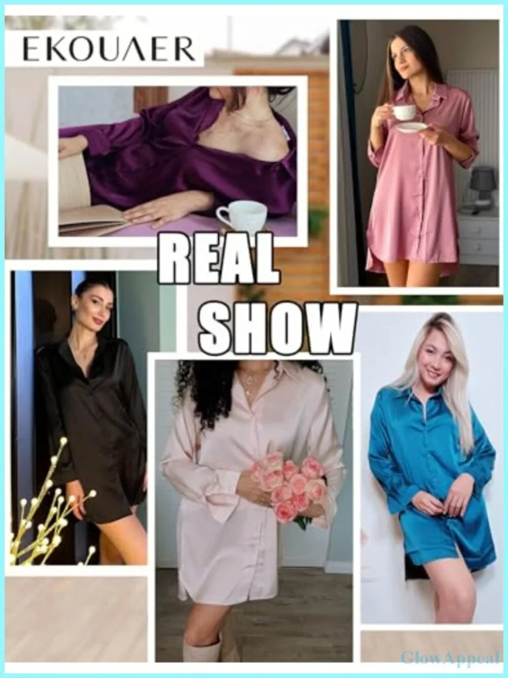Satin Button Down Nightgown Silk Sleepshirt V Neck Long Sleeve Loungewear